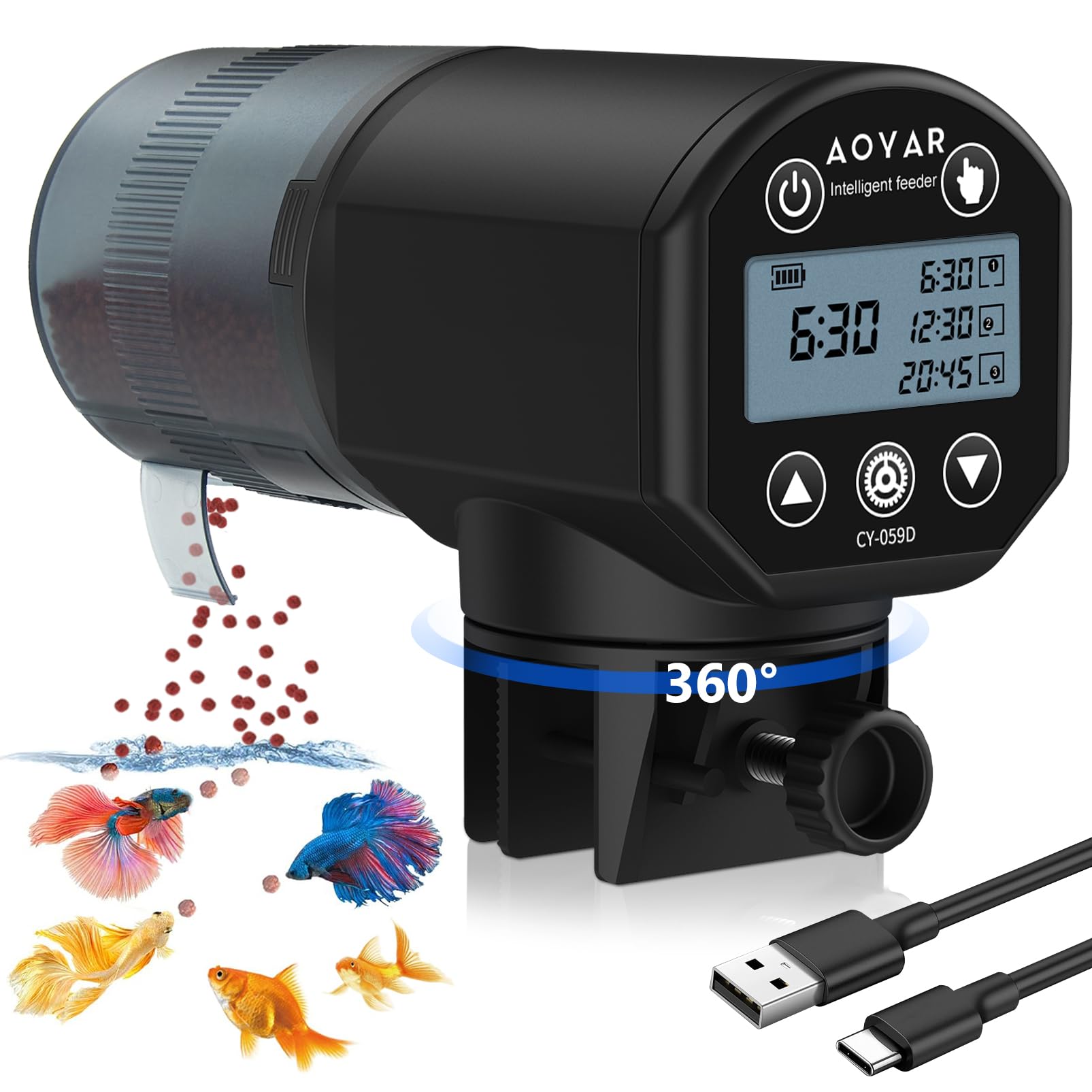 Automatic Fish Feeder with Timer and LCD Display