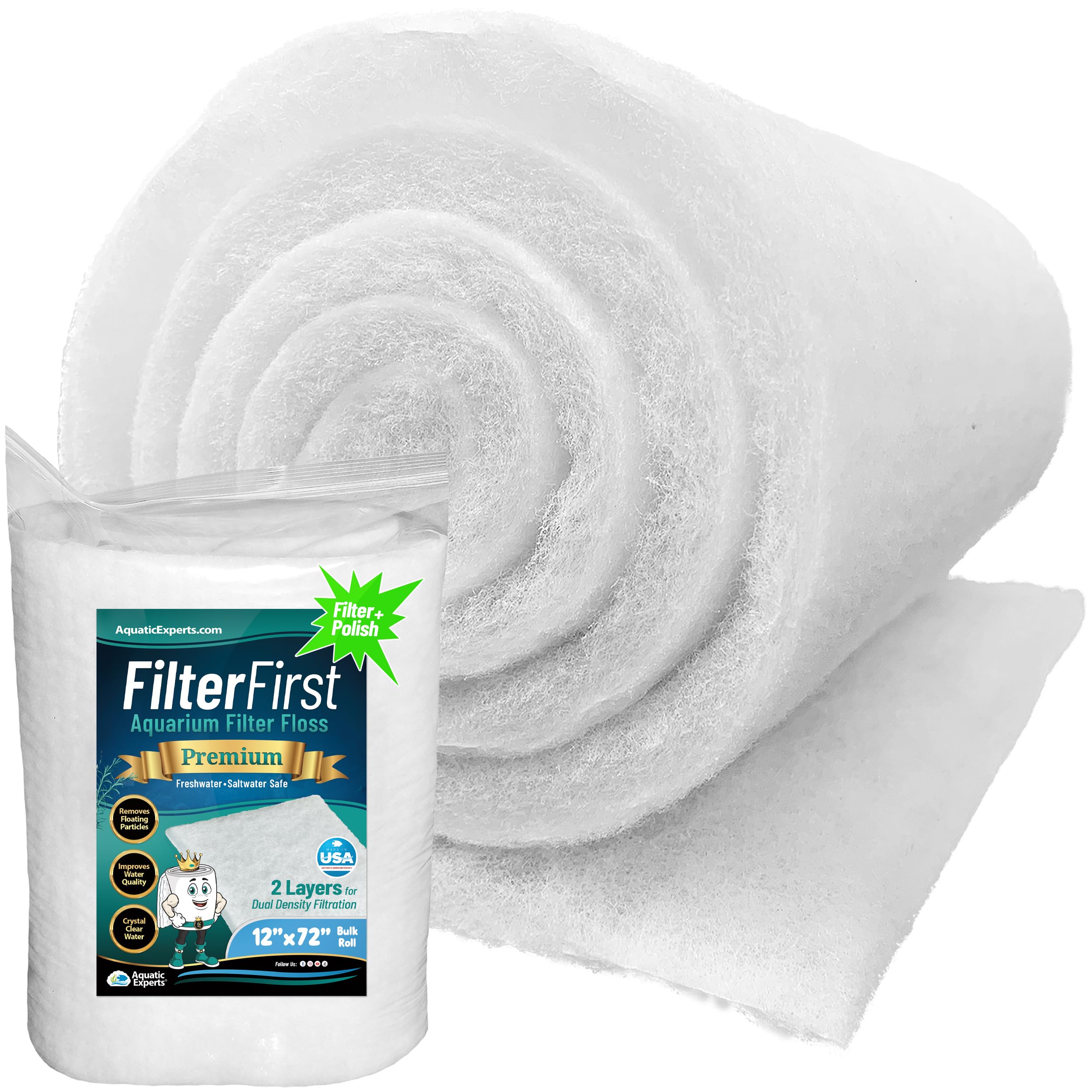 FilterFirst Premium Aquarium Filter Floss Roll - 12