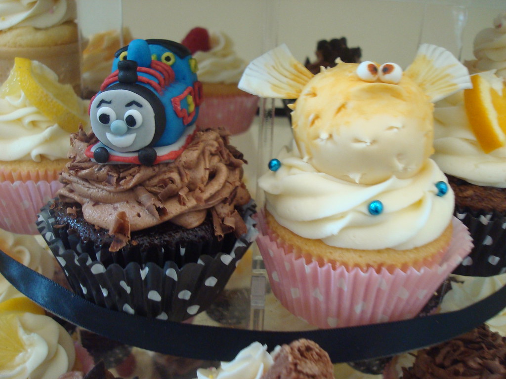 Personalised for the bride & groom; Thomas the Tank Engine and Bloat (the puffa fish from Nemo)